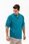 Long Sleeve Şile Cloth Bodrum Men's T-shirt Turquoise 9013 - 4