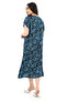 Women's Viscose Half Sleeve V-Neck Dress with Ring Pockets Petrol Blue - 7
