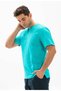 Short Sleeve Shile Cloth Crew Neck Men's Summer Tshirt Turquoise 3054 - 3