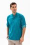 Long Sleeve Şile Cloth Bodrum Men's T-shirt Turquoise 9013 - 3