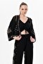 Sleeveless Daylight Embroidered Summer Muslin Vest Black Black - 5