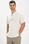 Short Sleeve Sile Cloth Stapled Men's Summer Tshirt Cream 3002