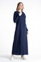 Embroidered Şile Cloth Seasonal Robe Navy Blue Lcvt - 4
