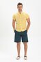 Short Sleeve Slub Cotton Bodrum Summer Men's Shirt Yellow 3073 - 4