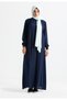 Women's Şile Cloth Cotton Prayer Dress One-Piece Easy to Wear with Elastic Sleeves and Collar Navy Blue - 5