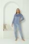Fashion Line Women Velvet Blue Pajama Suit 20624 - 4