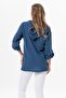 Long Sleeve Hooded Women's Summer Muslin Sweatshirt Indigo indg - 2