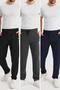 Black-Navy Blue-Anthracite Men's Zippered Pocket Embroidery Detailed Straight Leg Relaxed Cut Casual 3-Piece Tracksuit