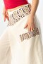 Kumru Şile Cloth Embroidered Lacing Detailed Summer Authentic Trousers Cream Red - 4