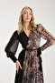 BLACK LEOPARD PRINT FOIL PRINTED CHIFFON DRESS LINED INSIDE - 3