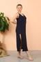Fashion Line Women's Rope Strap Slit Long Navy Blue Nightgown 90119 - 7