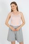 Fashion Stripe Women's Rope Strap Cotton Combed Shorts Set Powder 3619 - 5