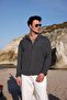 Men's Anthracite Color Knitted Ottoman Fabric Long Sleeve Shirt - 2