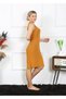 Moda Çizgi Women's Thick Strap Combed Cotton Nightgown Mustard 14001 - 2