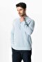 Long Sleeve Climax V-Neck Lace-Up Muslin Men's Summer Tshirt Ice Blue Bmv - 4