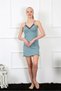 Moda Çizgi Women's Rope Strap Water Green Combed Cotton Nightgown 367