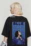 Black Billie Eilish Portrait Detail Front/Back Printed Oversize Unisex T-Shirt -Mingalondon