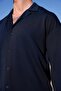 Men's Navy Blue Color Knitted Ottoman Fabric Long Sleeve Shirt - 6