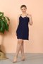 Fashion Line Women's Rope Strap Combed Cotton Short Nightgown Navy Blue 36710 - 5
