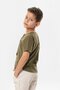Short Sleeve Şile Cloth Studded Summer Boy's Tshirt Khaki 3049 - 5