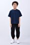100% Cotton Double Crocodile Printed T-Shirt - Double Boy Oversize T-Shirt Gray/Indigo - 5