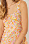 Women's Orange Thick Strap Viscose Dress with Slit Detail 60251278 - 7