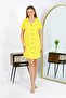 Women's Cotton Combed Short Sleeve Buttoned Yellow Tunic Nightgown 13111 - 5