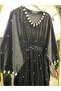 Velvet Dress with Lapel Sleeve Pearls - 2