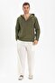 Şile Cloth Double Pocket Hooded Men's Sweatshirt Khaki Hk - 3