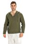Şile Cloth Double Pocket Hooded Men's Sweatshirt Khaki Hk - 6