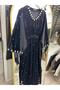 Velvet Dress with Lapel Sleeve Pearls