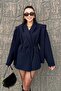 Tie-Detail Oversized Blazer Jacket