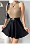 Women's Modern Cut Sleeveless Collar Detailed Mink Blouse 0285