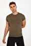 Slimfit Men's Crew Neck Khaki T-Shirt