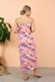 Women's Rope Strap Slit Long Pink Nightgown 90123 - 4
