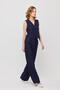 Buttoned Front Striped Vest Trouser Suit - 6622A Navy - 3