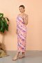 Women's Rope Strap Slit Long Pink Nightgown 90123 - 2