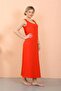 Women's Thick Strap Slit Long Red Nightgown 90110 - 5