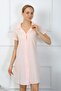 Women's Cotton Linen Short Sleeve Buttoned Powder Tunic Nightgown 13108 - 3