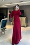 Burgundy Dress with Finger Snap - 4
