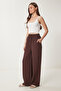 Muslin Palazzo Trousers Brown Lmx0008 - 4