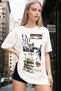 Women's Ecru White Fashion Oversize Fit Loose Wide Fit Loose Cut T-Shirt