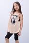 Girl's Leopard Patterned Minnie Mouse Printed Strappy Tunic and Leggings Set - Stone - 3