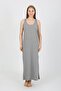 Women's Thick Strap Slit Long Gray Nightgown 90110