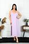 Women's Plus Size Rope Strap Cotton Lilac Long Nightgown 12100 - 3