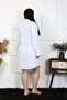 Women's Plus Size Cotton Buttoned Long Sleeve Blue Tunic Nightgown 12202 - 6