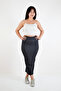 Ribbed Long Skirt with Elastic Waist