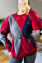 Rhinestone Patterned Burgundy Sweater