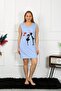 Women's Large Size Thick Strap Combed Cotton Above Knee Blue Nightgown 12501 - 4