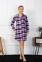 Fashion Line Women's Combed Cotton Long Sleeve Buttoned Navy Blue Tunic Nightgown 13102 - 2